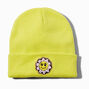 Daisy Happy Face Neon Yellow Beanie Hat,