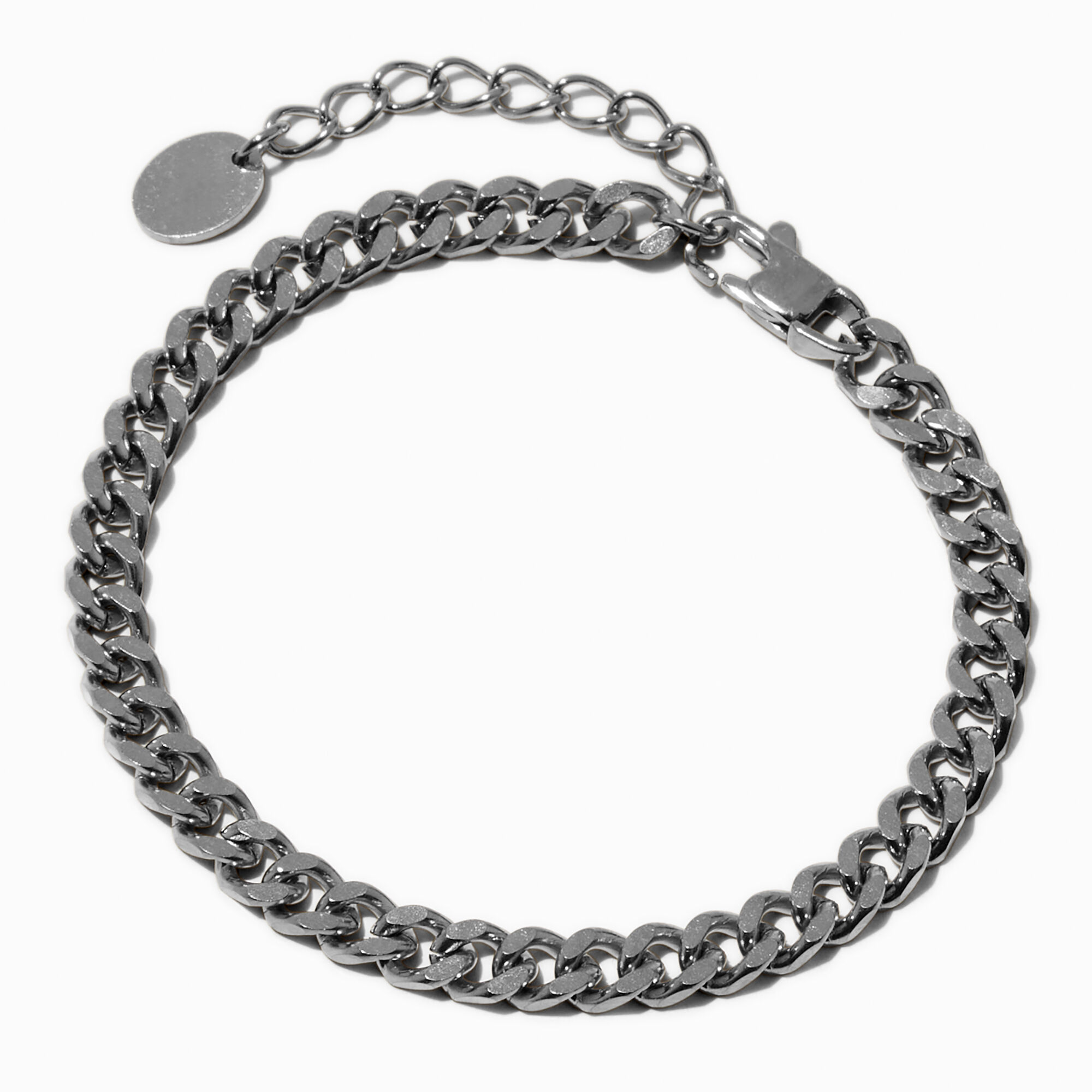 View Claires Tone Stainless Steel 6MM Curb Chain Bracelet Silver information