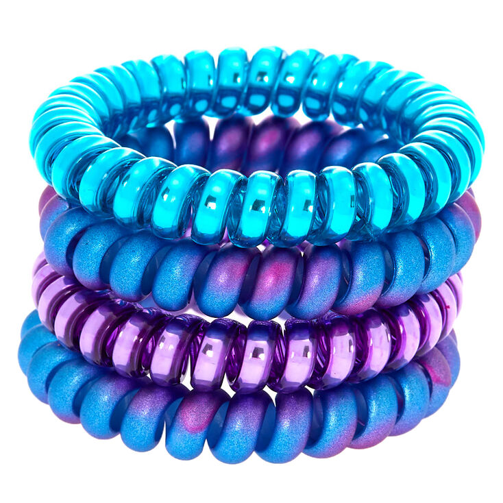 Mermaid Spiral Hair Bobbles - Purple, 4 Pack,