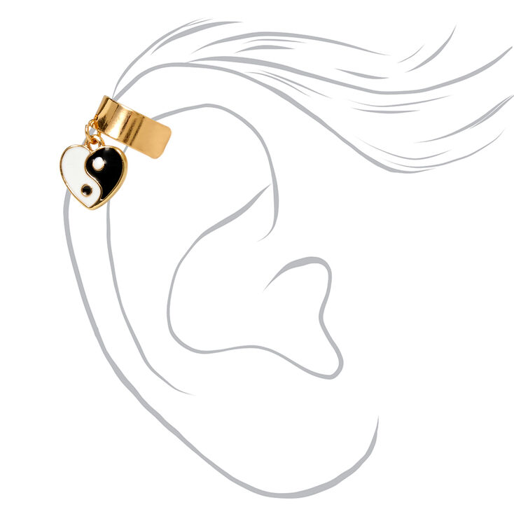 Gold Heart Yin Yang Charm Ear Cuff,