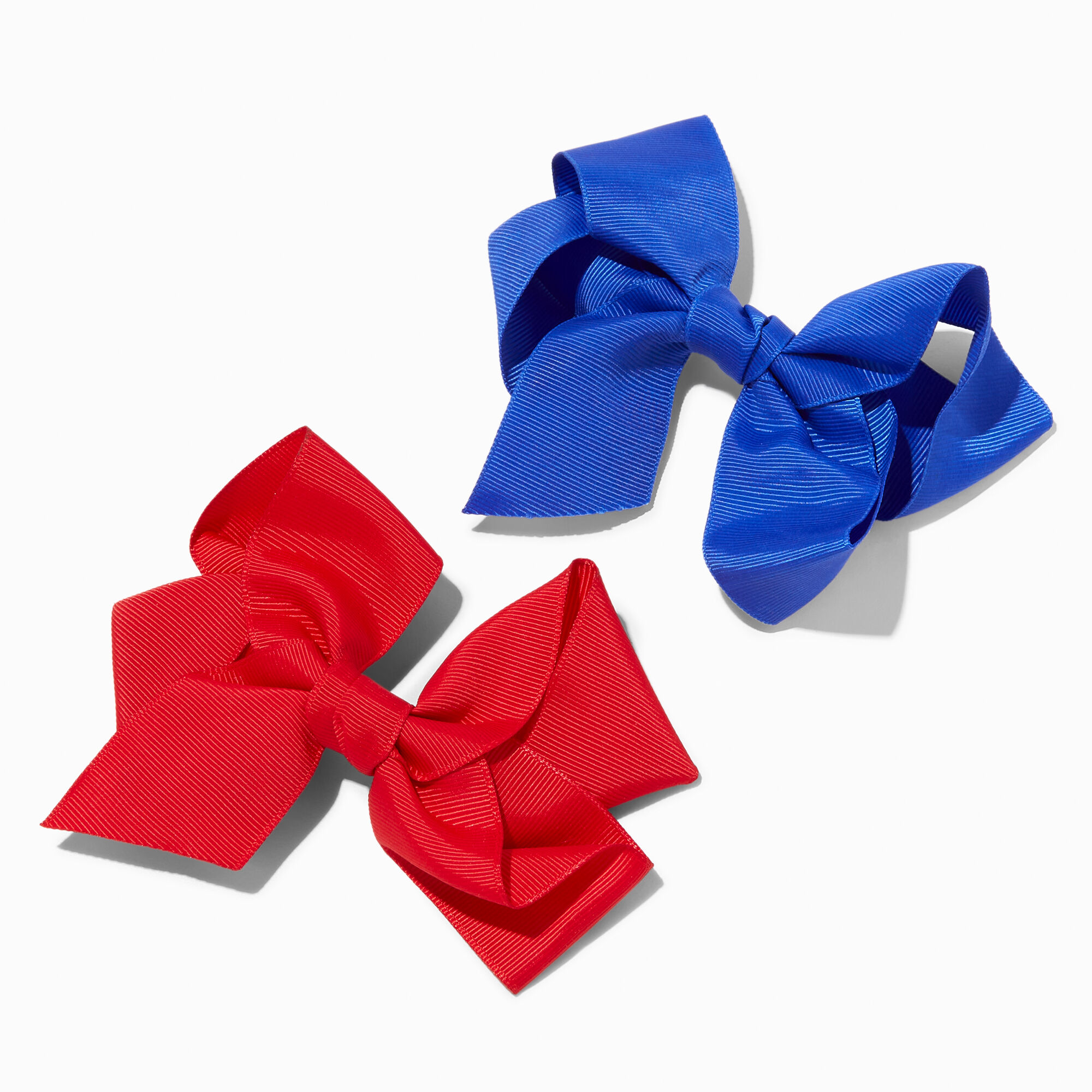View Claires Red Cheer Bow Hair Barrettes 2 Pack Blue information