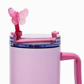 Pink Flower &amp; Butterfly Straw Covers - 2 Pack,