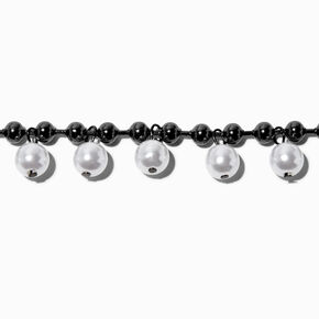 Hematite Pearl Charm Chain Bracelet,