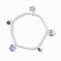 Purple Charm Pearl Beaded Stretch Bracelet,