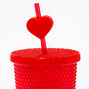 Red Studded Tumbler with Heart Straw,