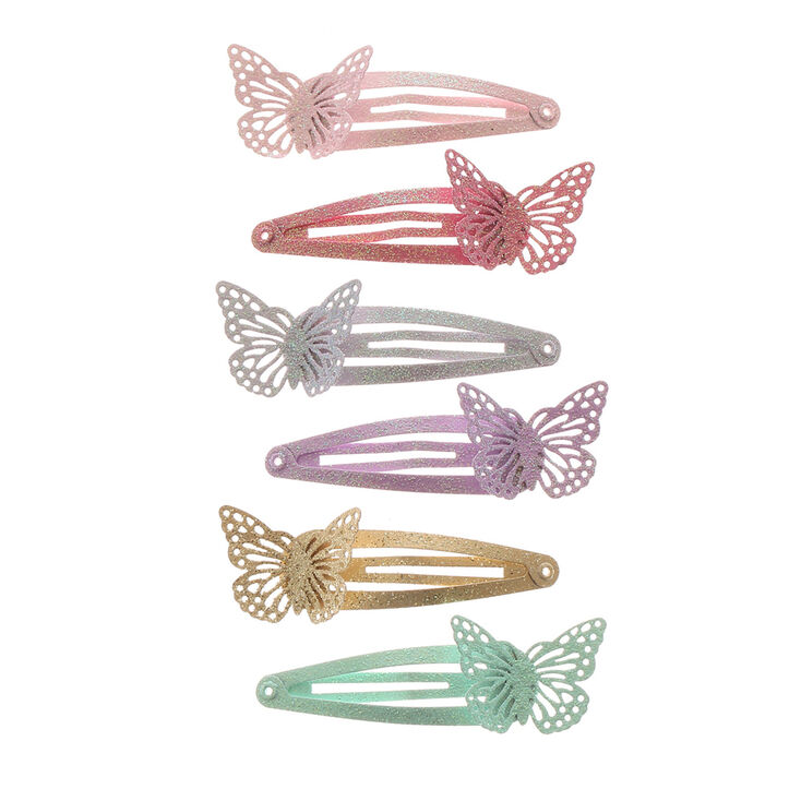 Claire&#39;s Club Butterfly Glitter Snap Hair Clips - 6 Pack,