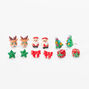 Christmas Silver Polyresin Stud Earrings - 6 Pack,