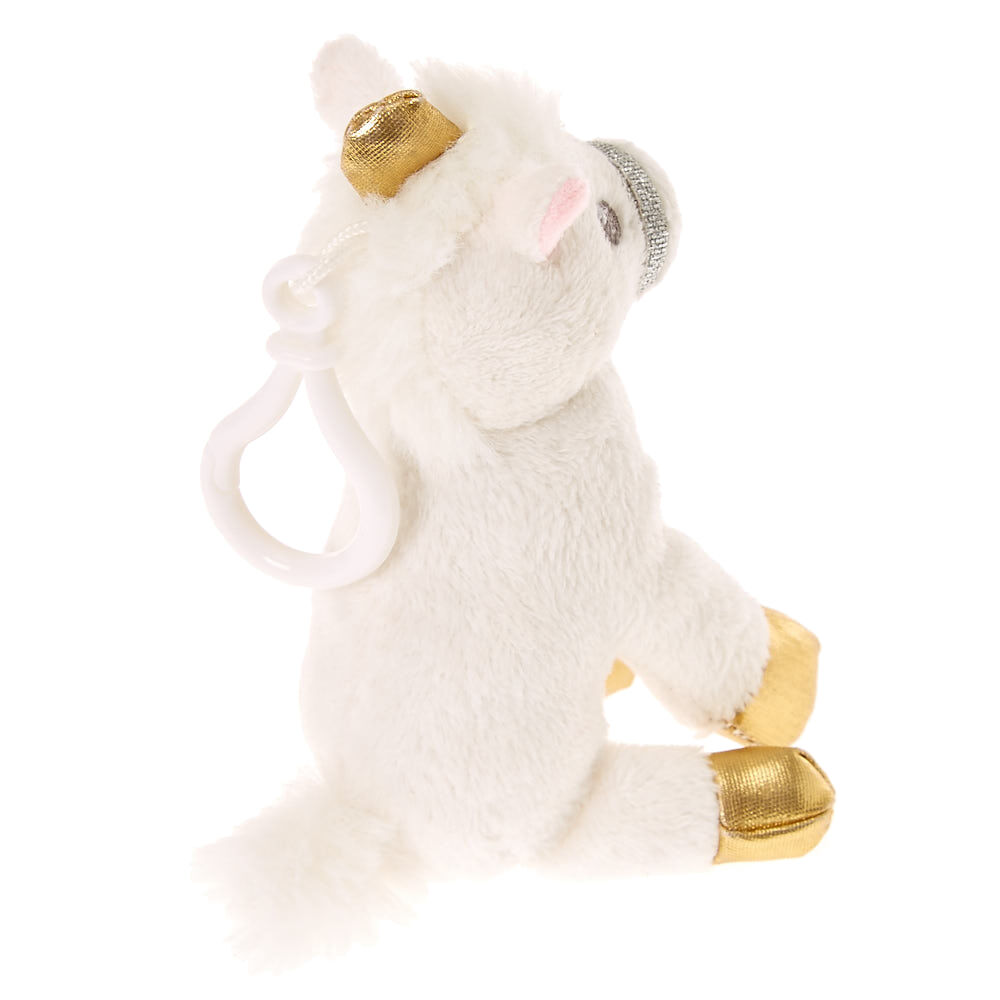 Claire's Club Ariella the Unicorn Plush Keyring Clip - White,