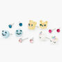 Pastel Glitter Critter Stud Earrings - 6 Pack,
