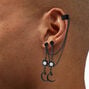 Black Celestial Opal Ear Cuff Connector Drop Earrings,
