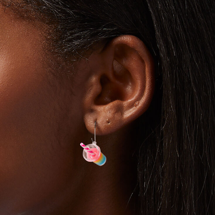 Rainbow 0.5&quot; Bubble Tea Drop Earrings,