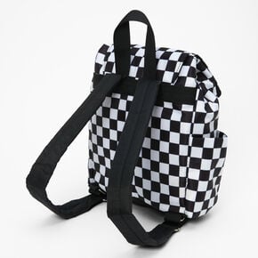 Black &amp; White Checkered Small Backpack,