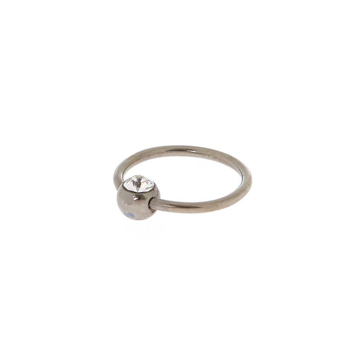 Silver-tone Titanium Cubic Zirconia 20G Cartilage Hoop Earring,
