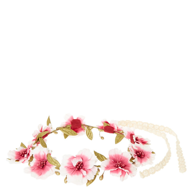 Pink Ombre Flower Seed Bead Hair Garland