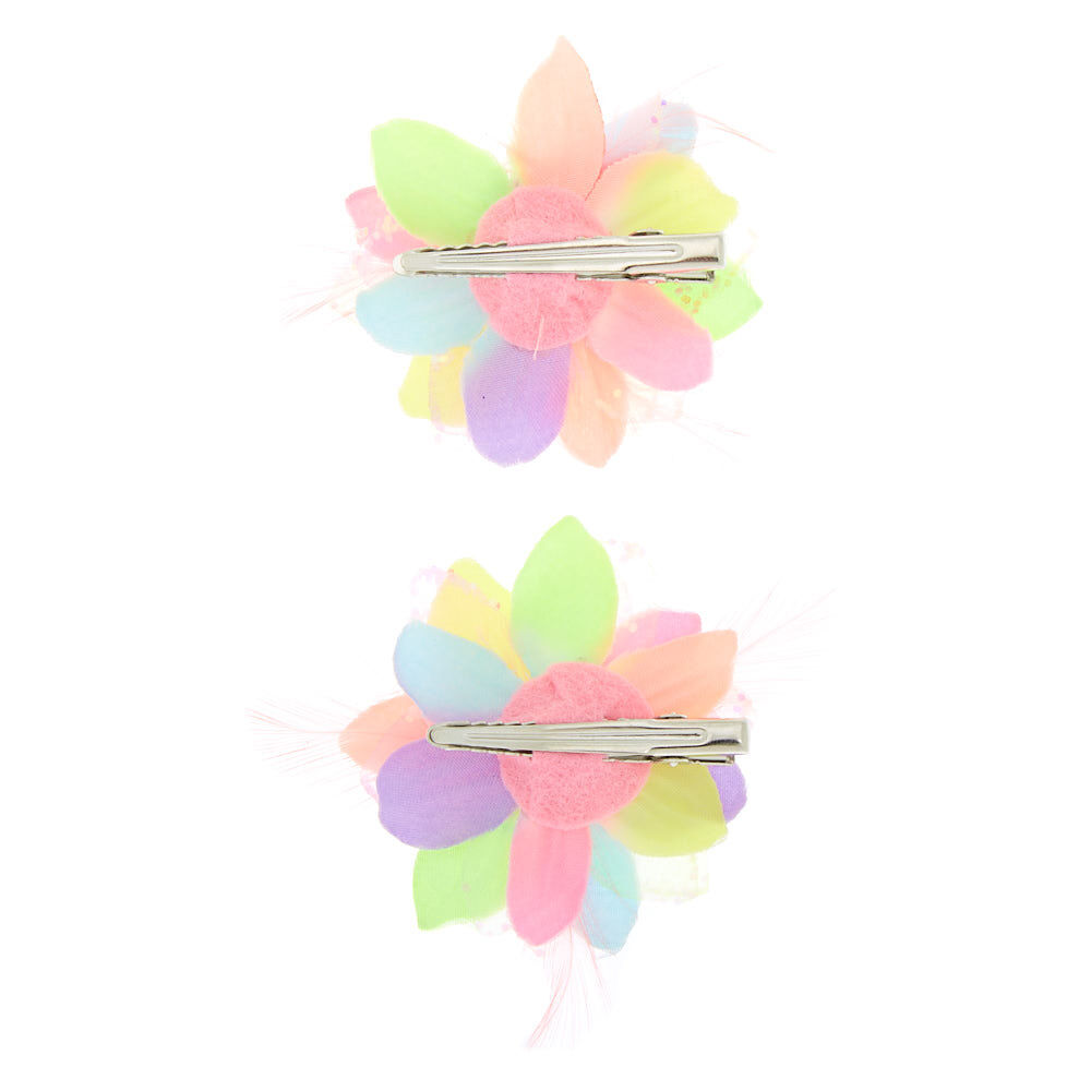 Pastel Rainbow Lily Flower Hair Clips - 2 Pack,