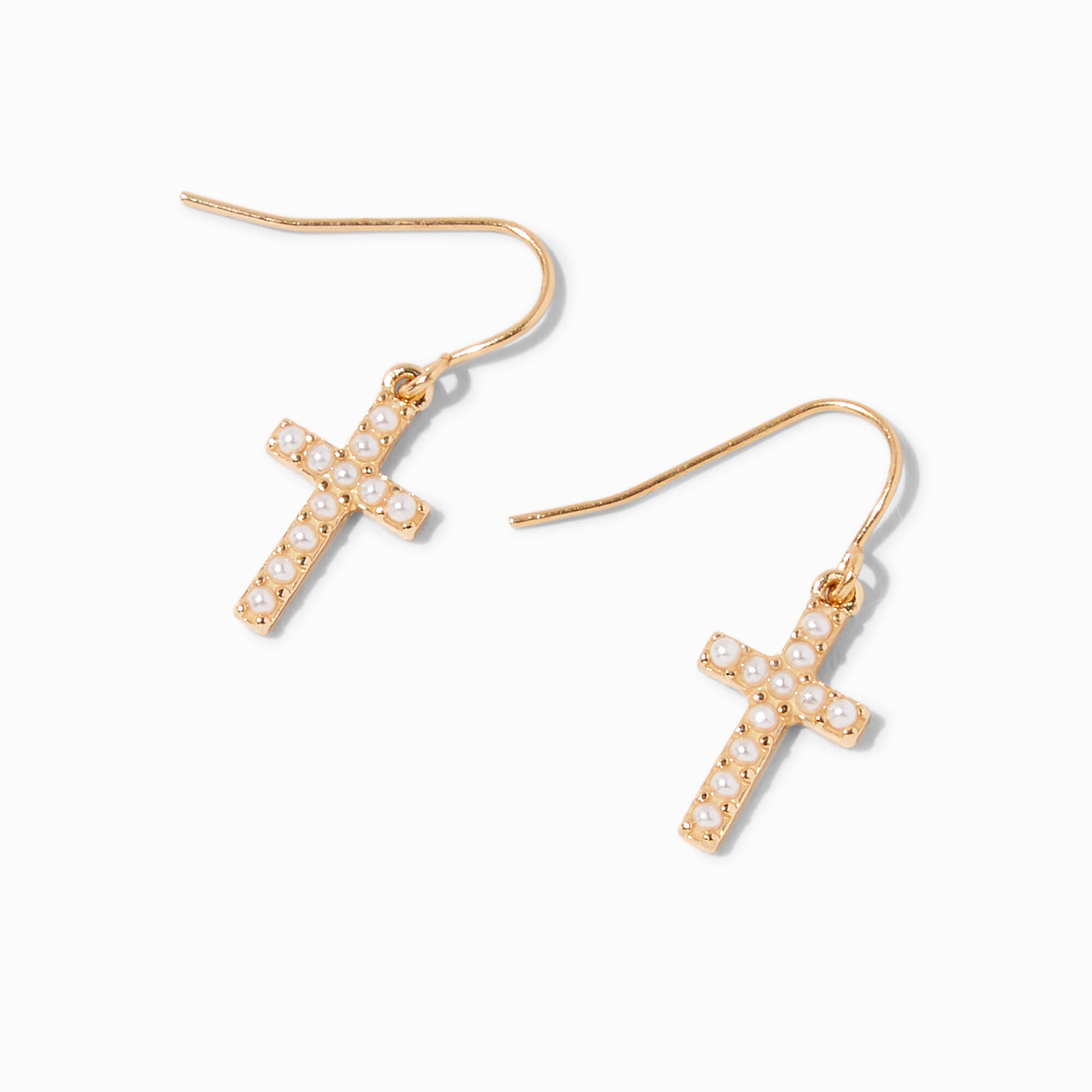 View Claires Tone Pearl 05 Drop Earrings Gold information