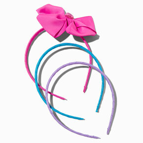 Serre-t&ecirc;tes bleu, violet uni, n&oelig;ud rose en boucle Claire&#39;s Club - Lot de 3,