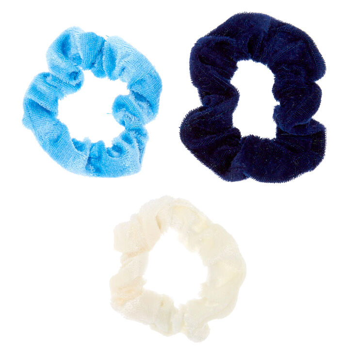 Claire&#39;s Club Small Velvet Hair Scrunchies - Blue, 3 Pack,