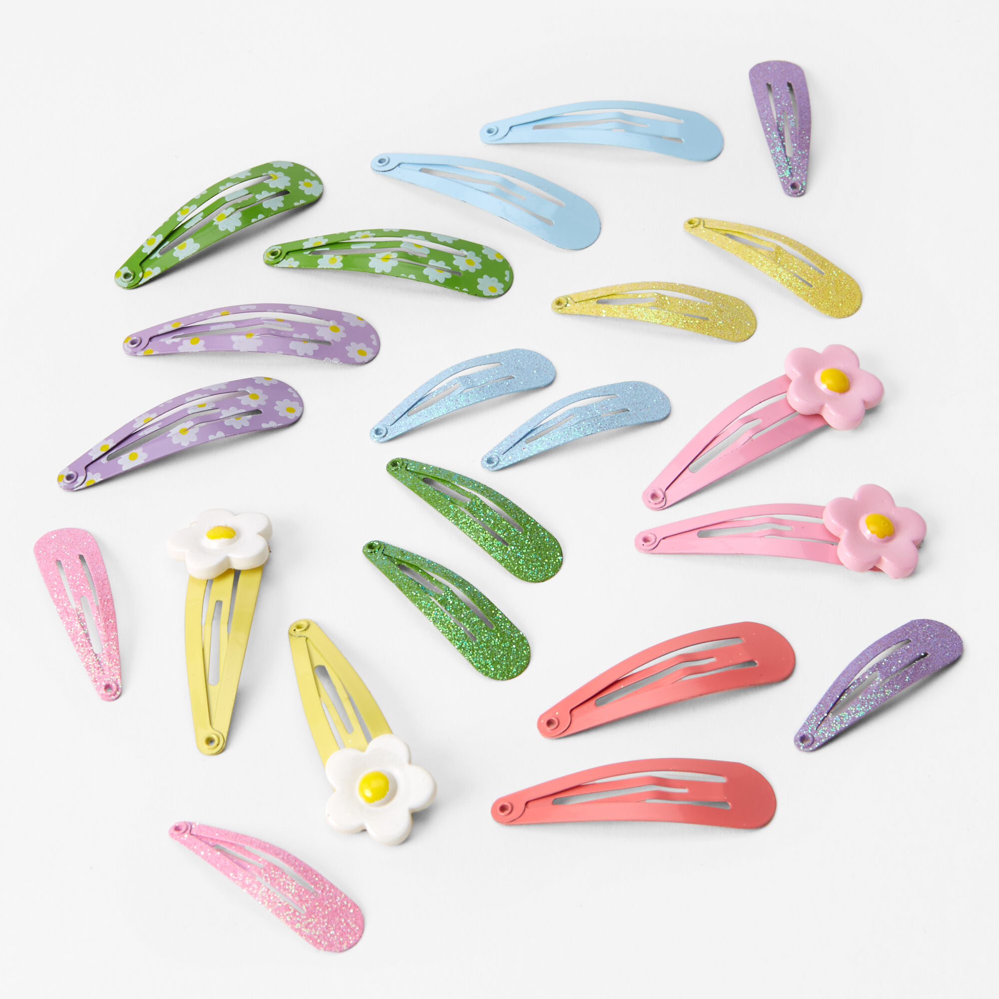 Multi Size Daisy Pastel Snap Hair Clips - 22 Pack,