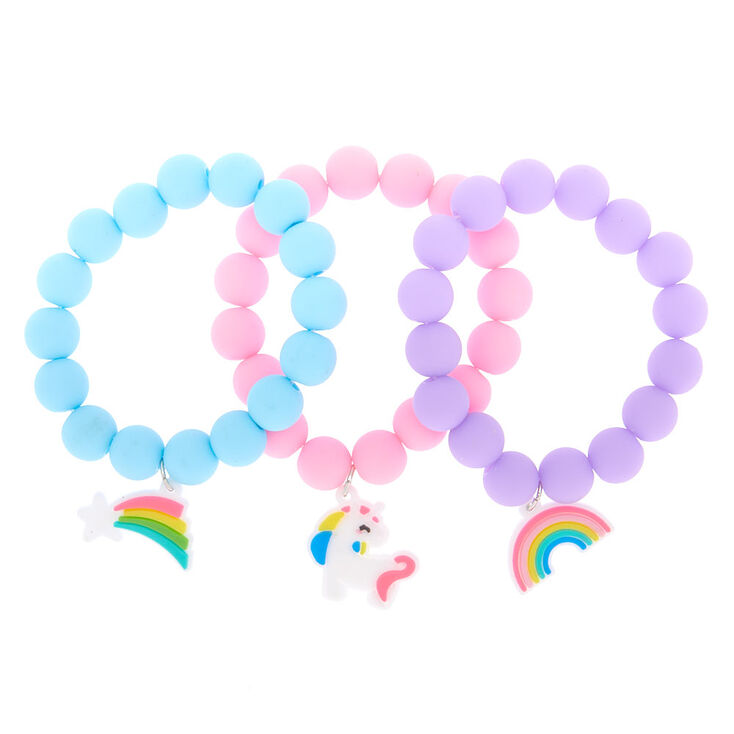 Claire&#39;s Club Rainbow Matte Beaded Stretch Bracelets - 3 Pack,