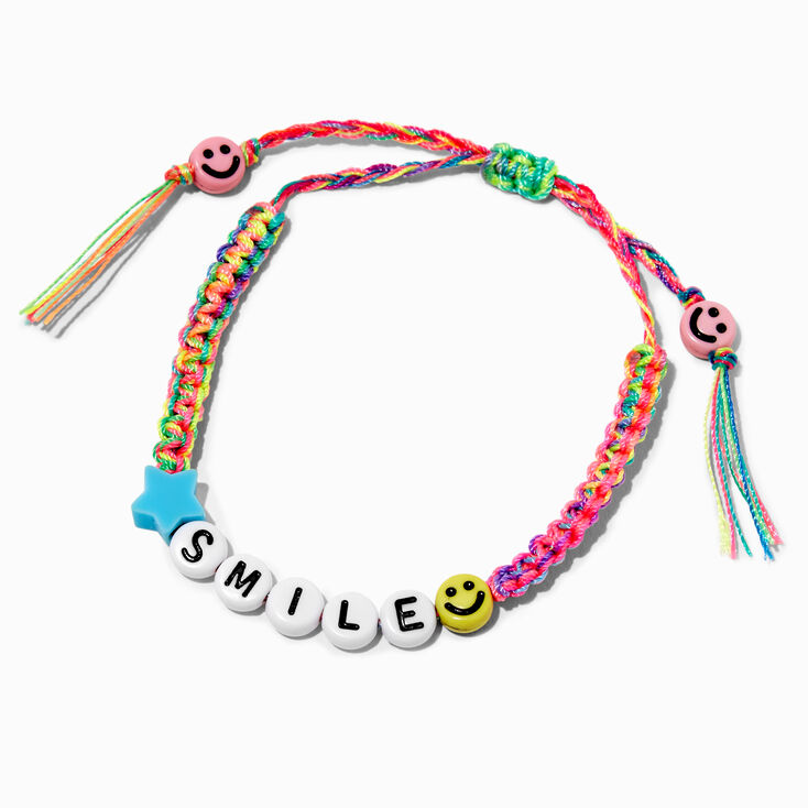 Happy Face &#39;&#39;Smile&#39;&#39; Braided Adjustable Bracelet,