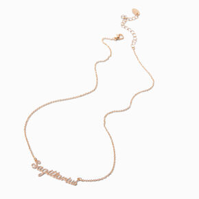Gold-tone Script Zodiac Pendant Necklace - Sagittarius,