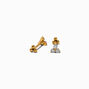 C LUXE by Claire&#39;s Gold-tone Titanium Cubic Zirconia Triple Ball Stud Earrings,
