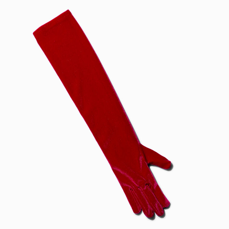 Hot Pink Velvet Long Gloves,