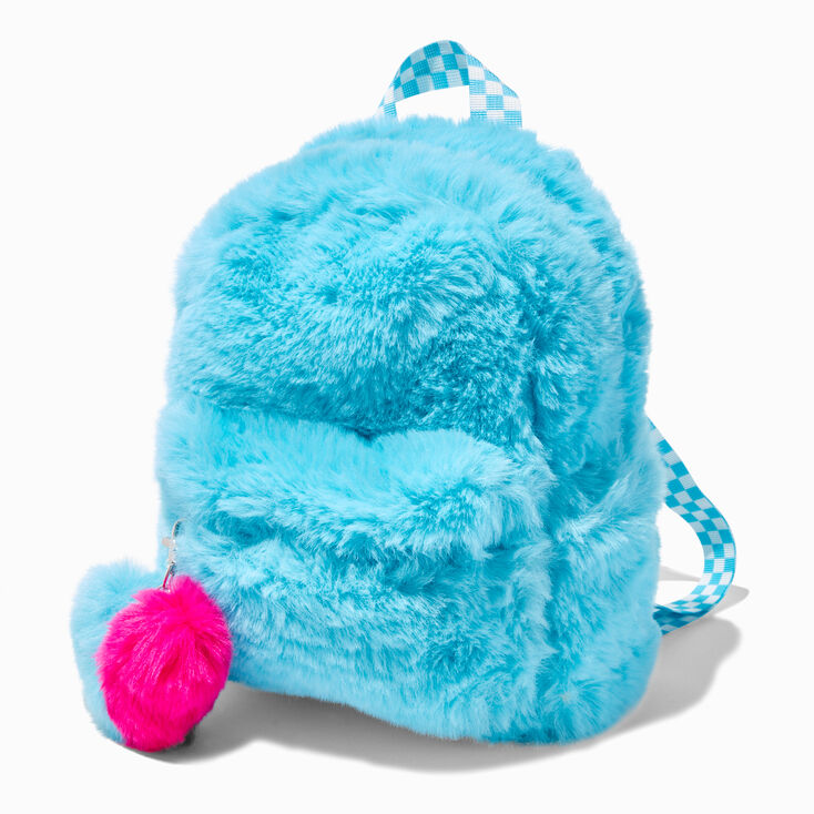 Blue Furry Mini Backpack,
