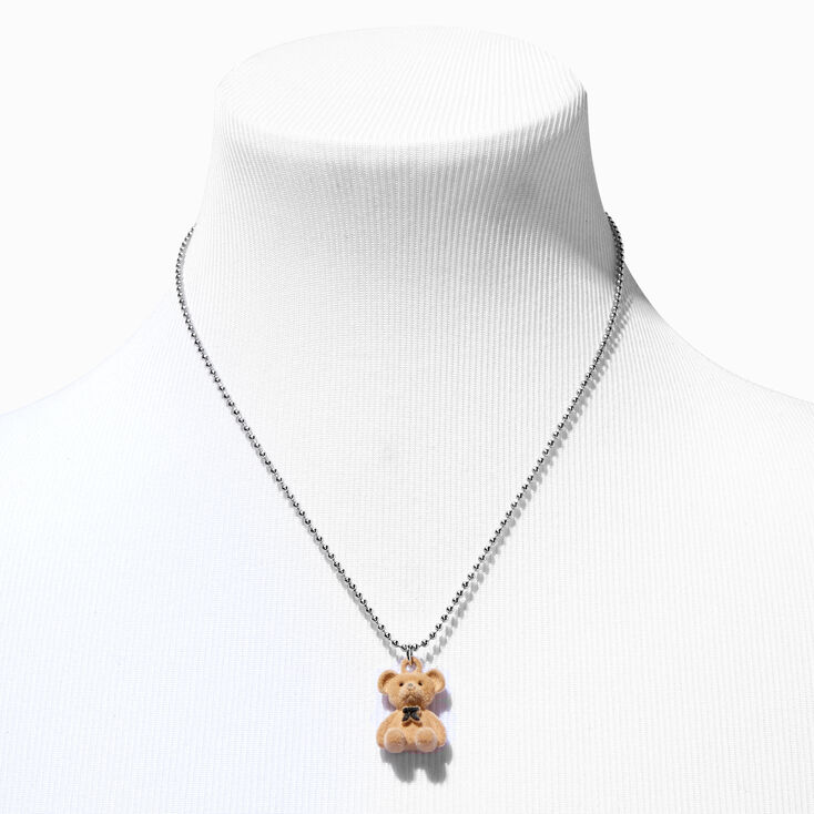 Fuzzy Brown Teddy Bear  Pendant Necklace,