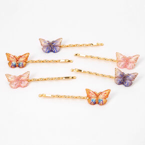 Gold Pastel Tone Butterfly Hair Pins - 6 Pack,