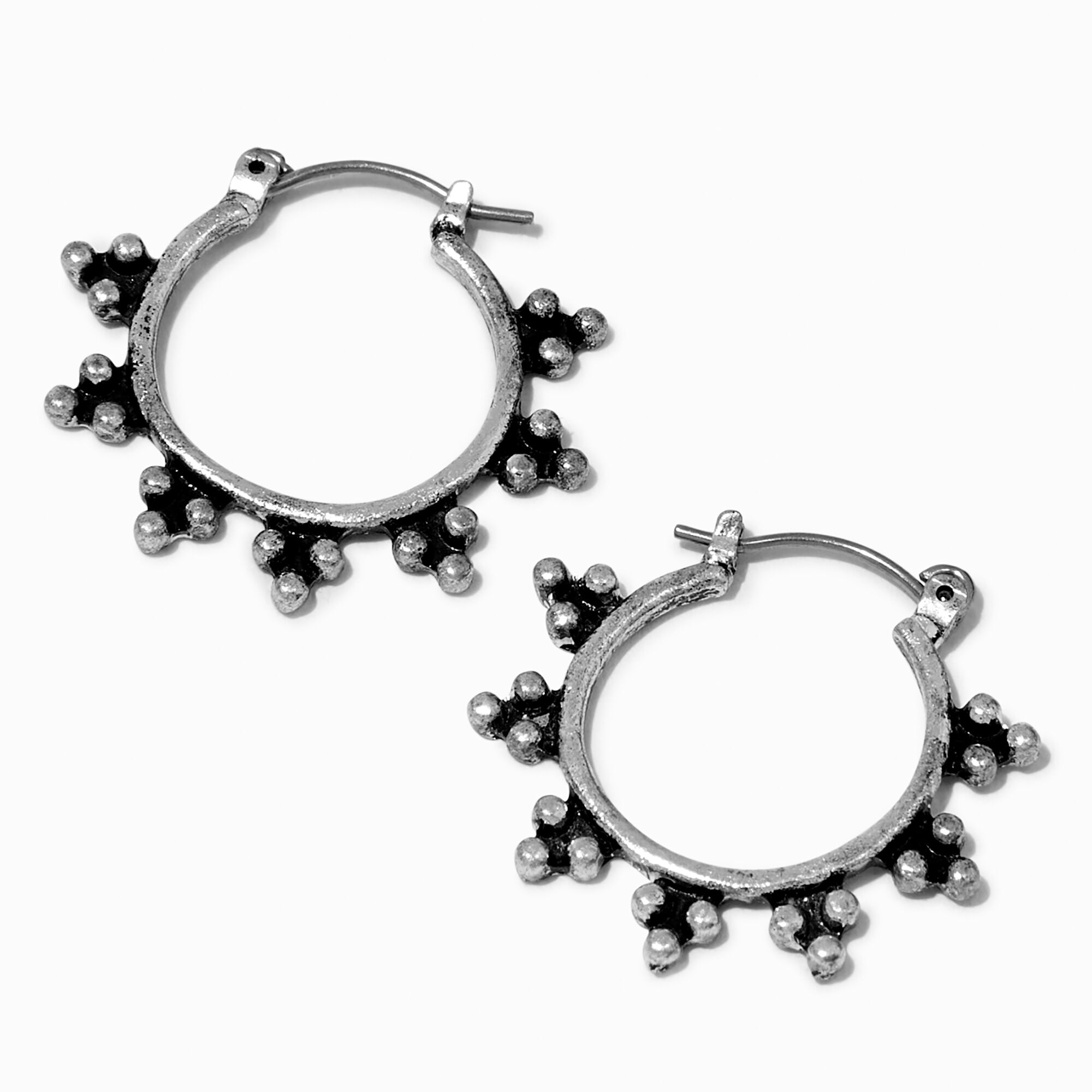 View Claires Tone Triple Ball 20MM Hoop Earrings Silver information
