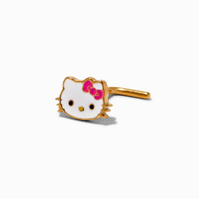 20G Hello Kitty&reg; Gold-tone Stainless Steel Enamel Face Nose Stud,