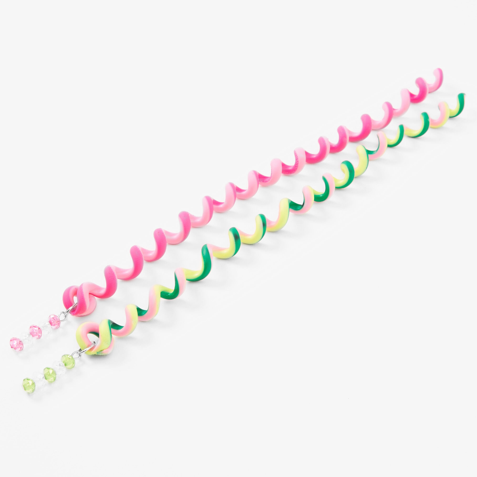 Claire's Cheveux synthétiques spirale roses et verts - Lot de 2