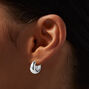 Silver-tone Stainless Steel Chunky Clicker Hoop Earrings,