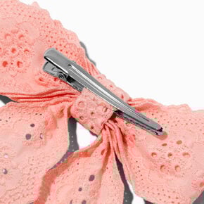 Claire&#39;s Club Pink Crochet Hair Bow Clip,