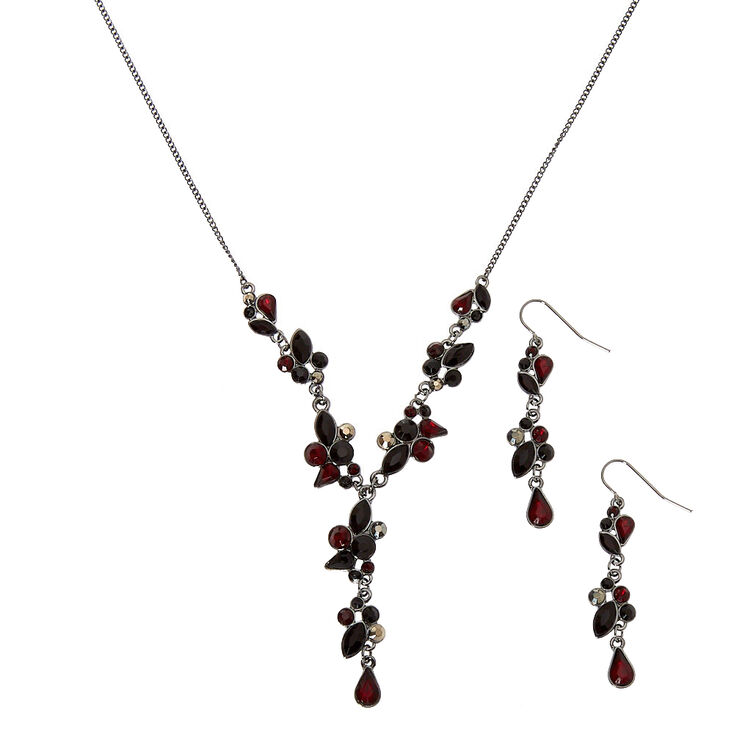 Hematite Y-Neck Jewellery Set - Red, 2 Pack,