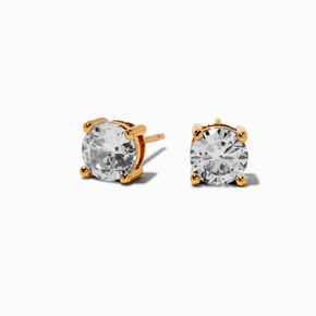 C LUXE by Claire&#39;s 18kt Gold Plated Cubic Zirconia 6mm Round Stud Earrings,