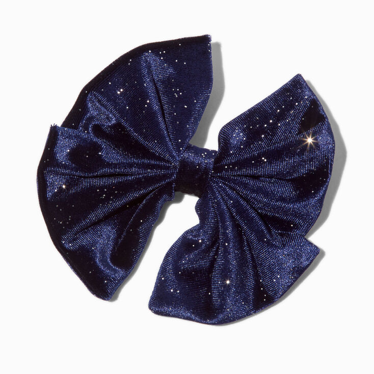 Barrette &agrave; n&oelig;ud en imitation velours bleu marine Claire&#39;s Club,