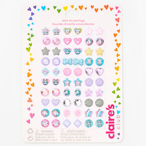 Claire&#39;s Club Pastel Unicorn Stick On Earrings - 30 Pack,