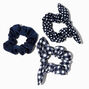 Claire&#39;s Club Navy Pattern Hair Scrunchies - 3 Pack,