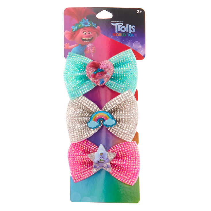 Trolls World Tour Glitter Bow Hair Clips &ndash; 3 Pack,