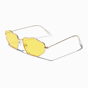 Yellow Wavy Oval Sunglasses,