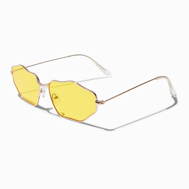 Lunettes ovales ondul&eacute;es jaunes,