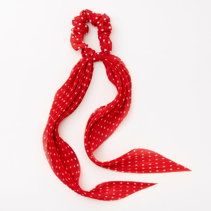 Chouchou foulard pliss&eacute; &agrave; petits pois - Rouge,