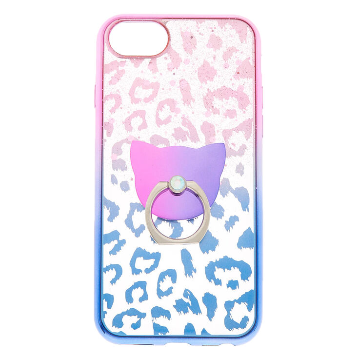 Ombre Leopard Ring Holder Phone Case Fits Iphone 6 7 8 Claire S Us