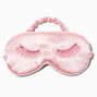 Masque de sommeil en faux satin avec cils rose tendre,