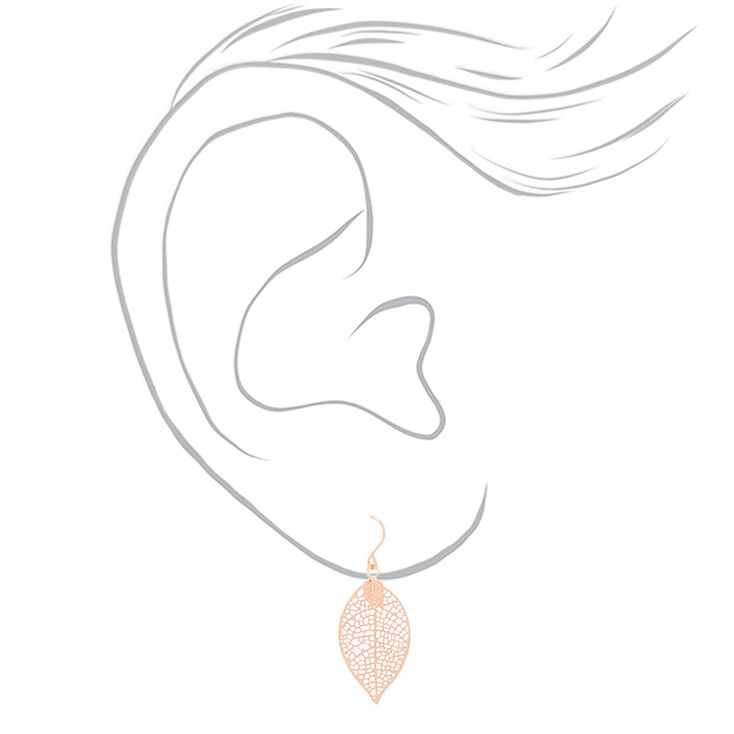 Mixed Metal 1&quot; Filigree Leaf Drop Earrings - 3 Pack,