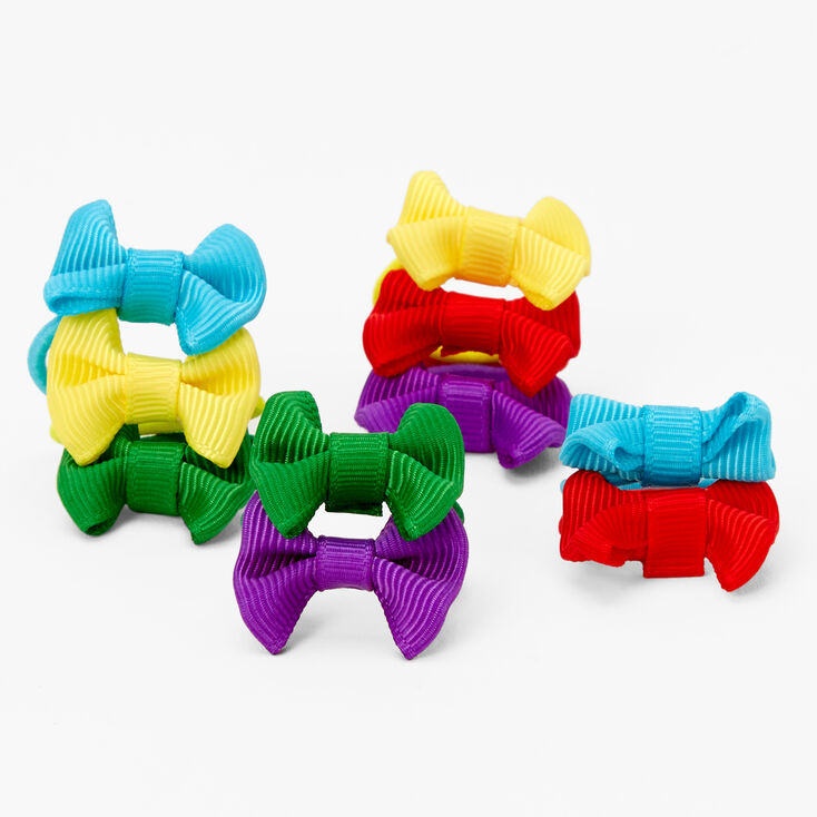 Claire&#39;s Club Bow Hair Ties - 10 Pack, Rainbow,