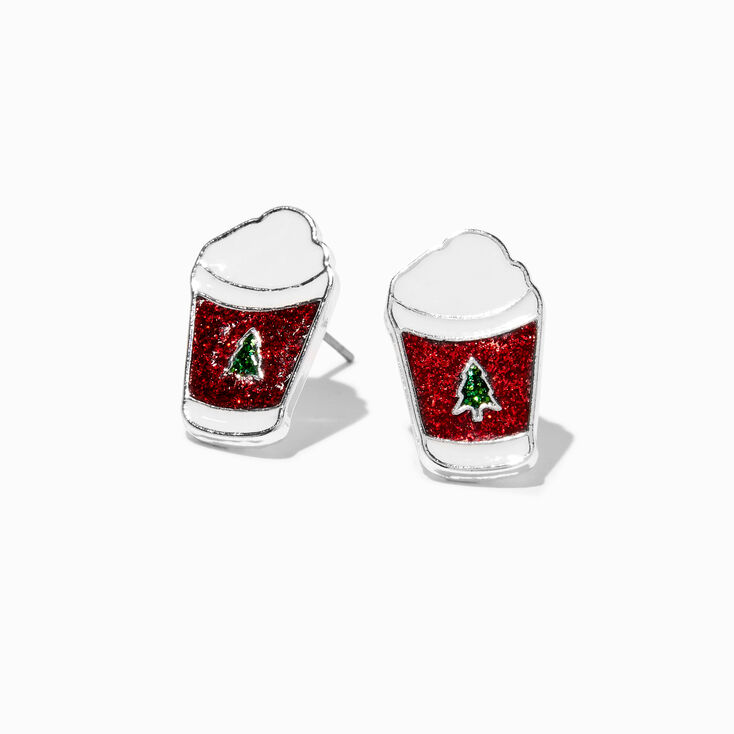 Christmas Latte Enameled Stud Earrings,